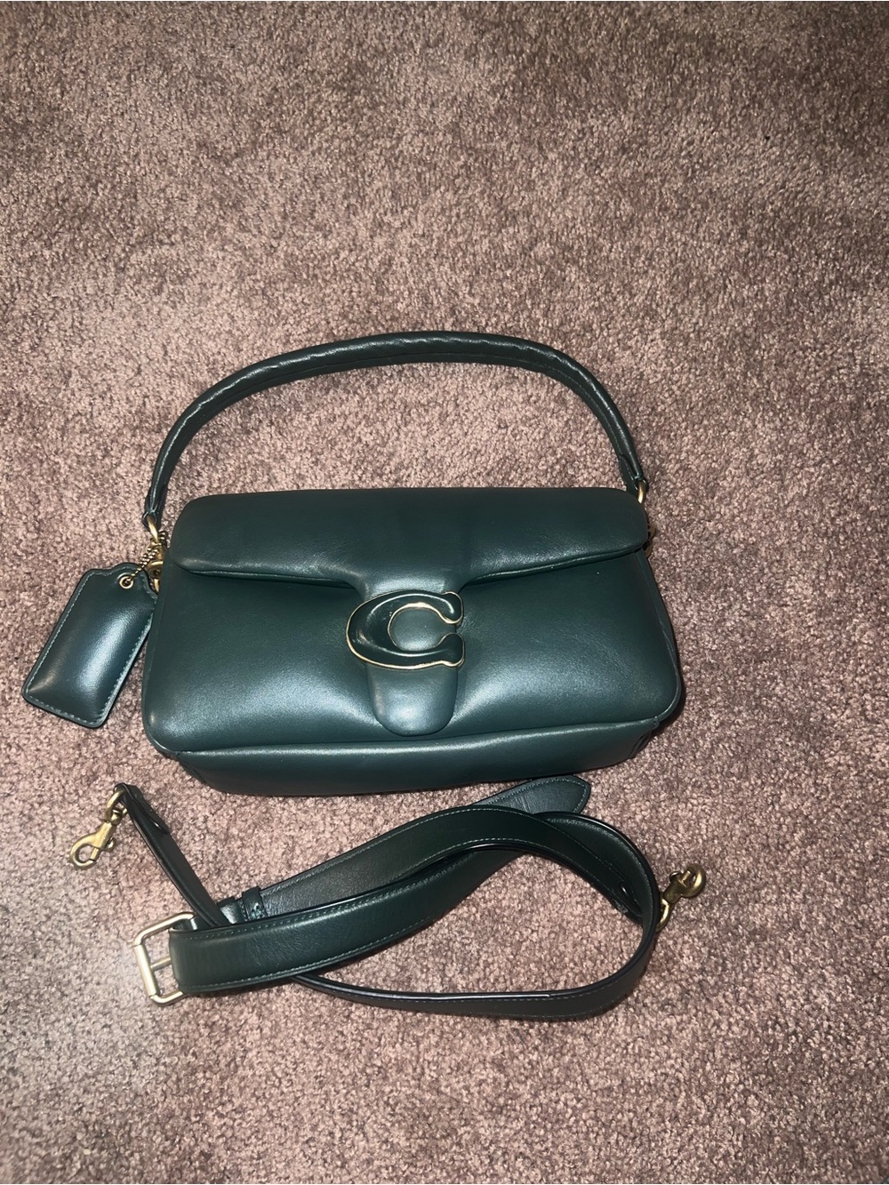 Coach Pillow Tabby 26 - Dark Green Leather Shoulder Bag with dust bag